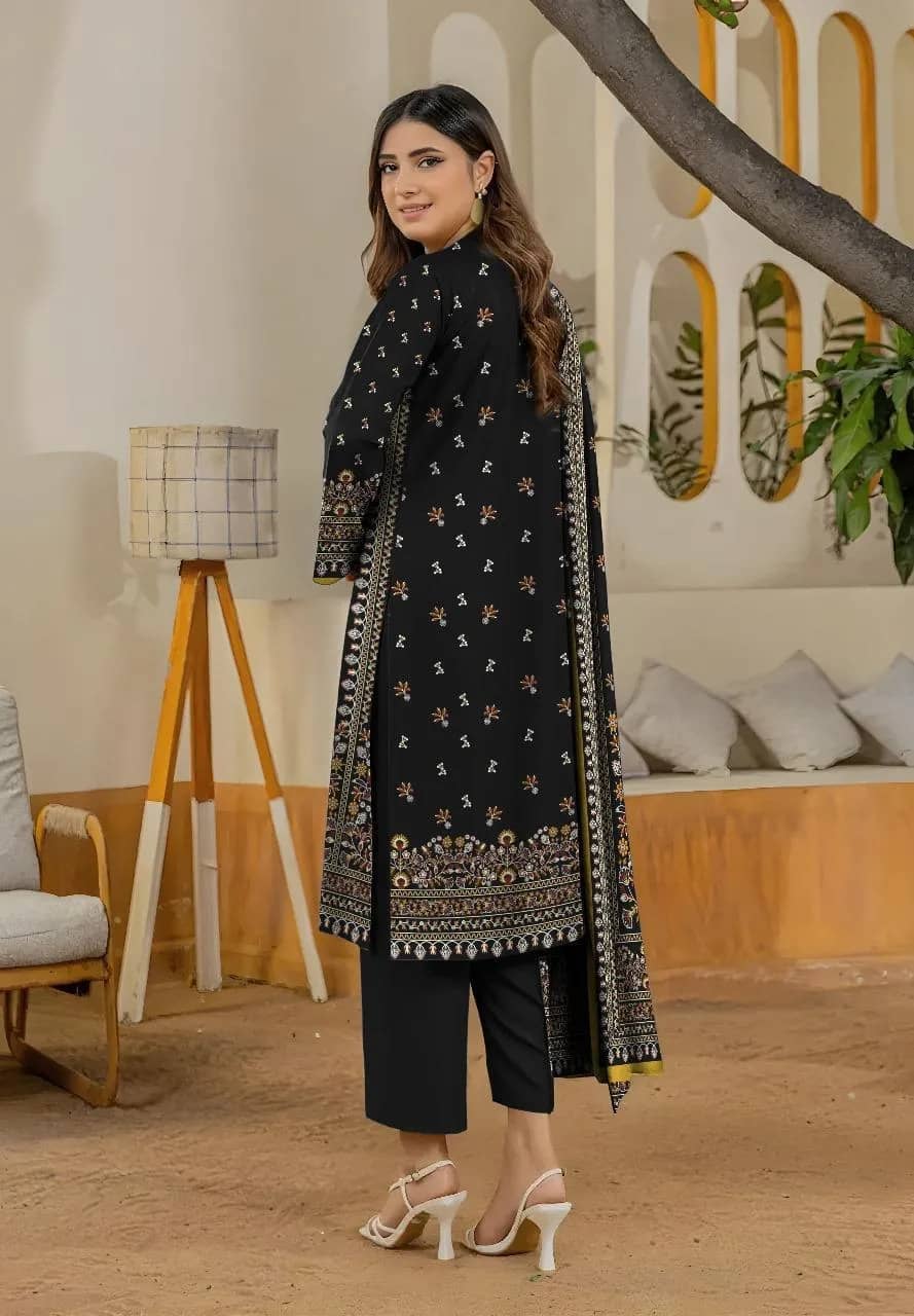 3-Piece Women's Unstitched Printed Suit – Trendy & Comfortable
