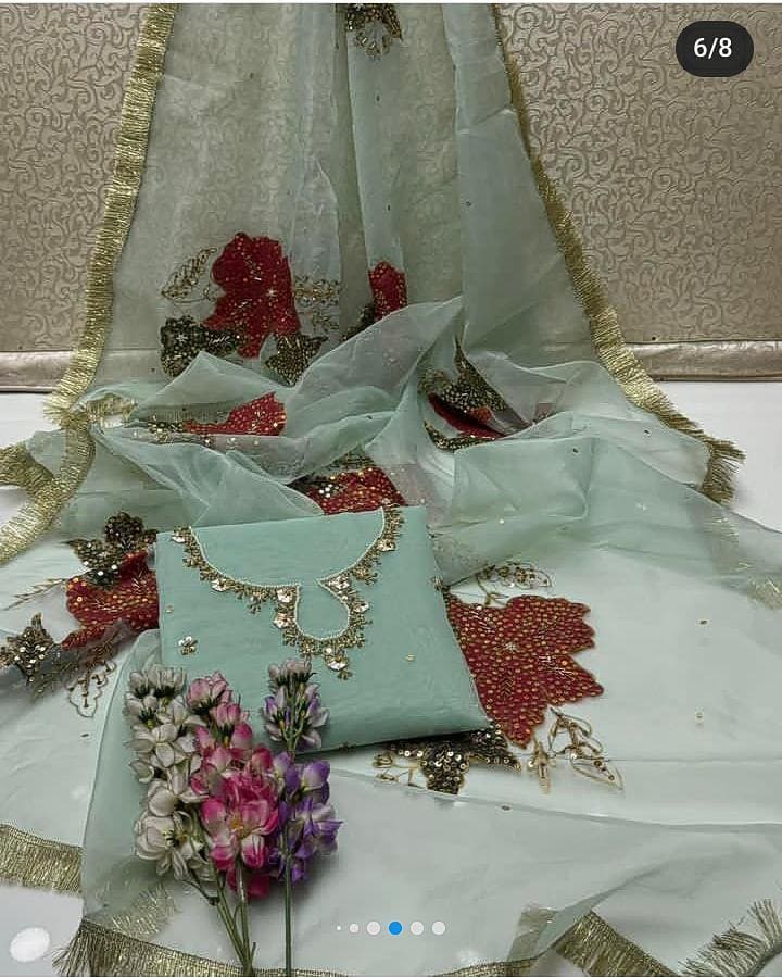 2-Piece Women's Unstitched Zari Tilla Embroidered Suit – Elegant & Stylish