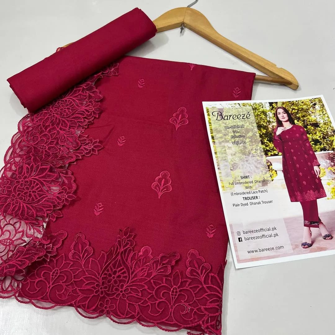 2-Piece Women's Unstitched Embroidered Suit – Elegant & Stylish