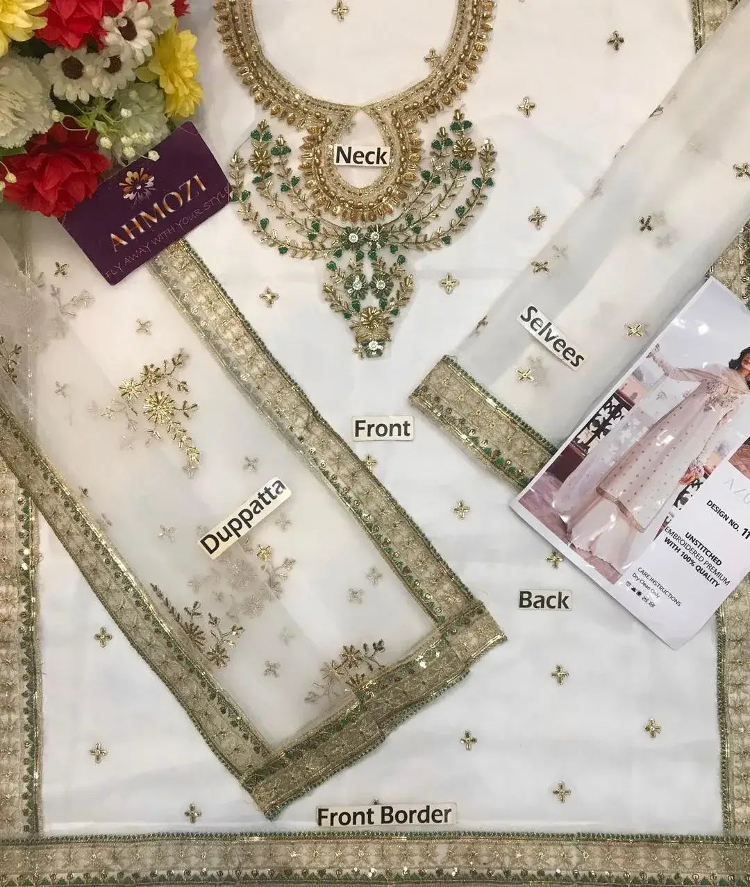 3 Pcs Women's Unstitched Embroidered Suit