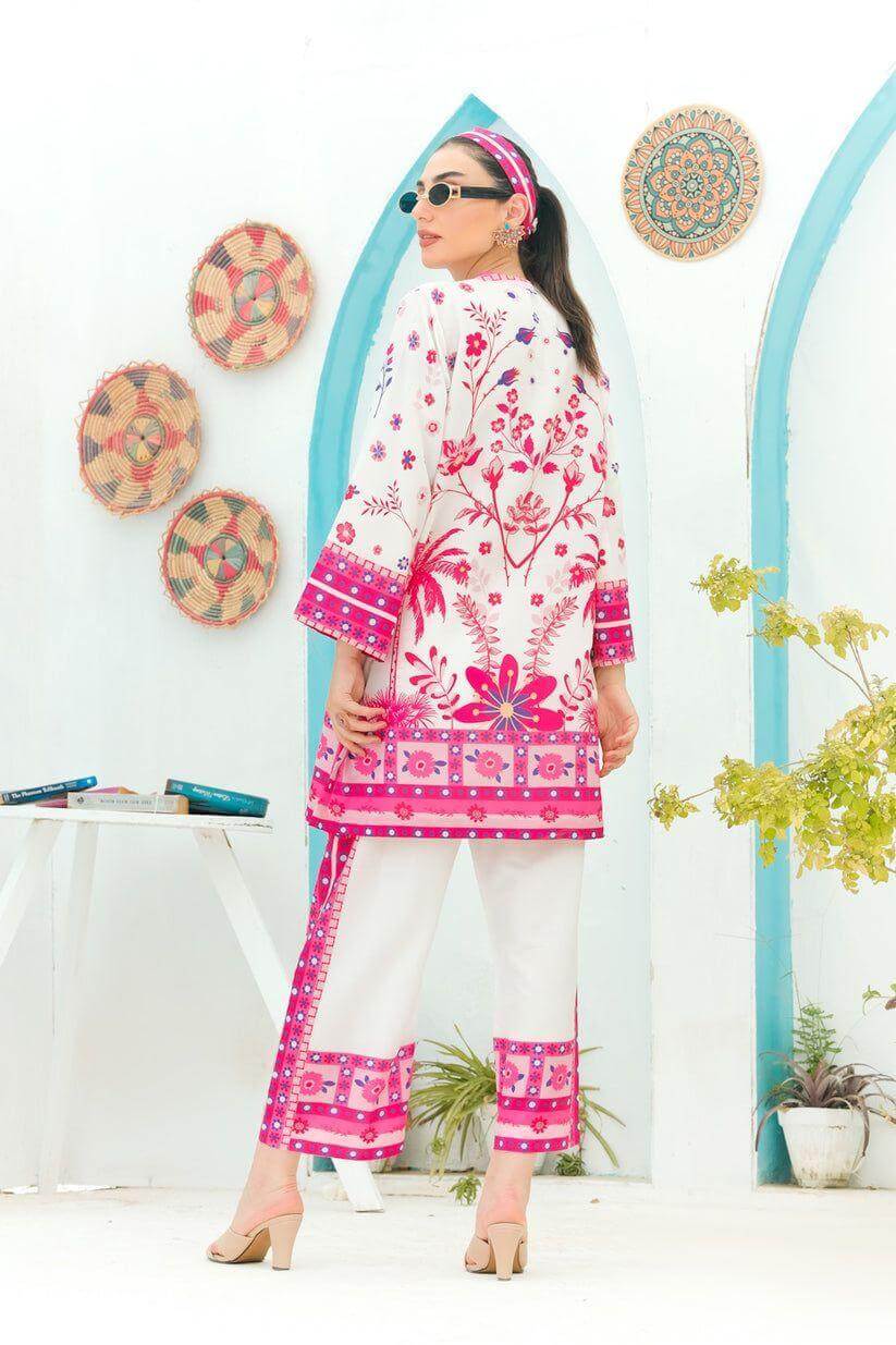 2 Pcs Women's Stitched Swiss Lawn Printed Co-Ord Set