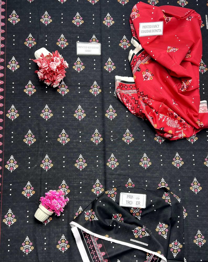 3-Piece Women’s Unstitched Printed Khaddar Suit – Winter Collection