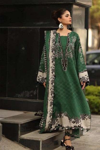 3-Piece Women's Unstitched Printed Linen Suit – Stylish & Comfortable