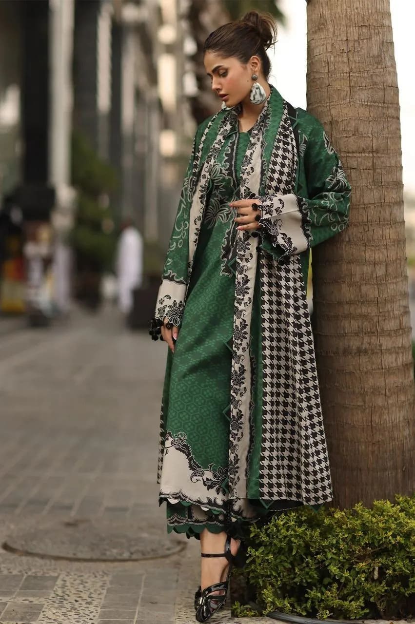 3-Piece Women's Unstitched Printed Linen Suit – Stylish & Comfortable