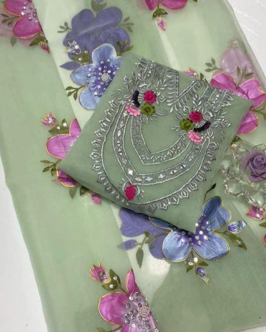 2-Piece Women's Unstitched Zari Tilla Embroidered Suit – Elegant & Luxurious