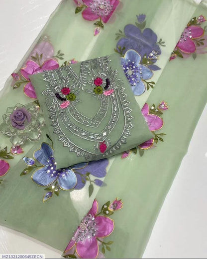 2-Piece Women's Unstitched Zari Tilla Embroidered Suit – Elegant & Luxurious