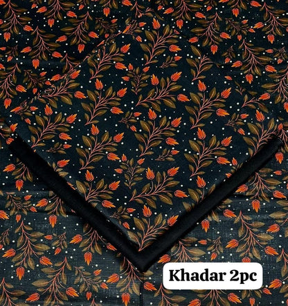 2-Piece Women's Unstitched Khaddar Printed Suit – Stylish & Comfortable
