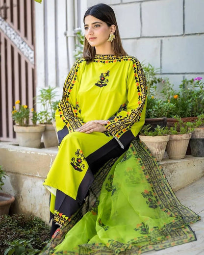 3-Piece Women's Stitched Lawn Printed Suit – Stylish & Comfortable