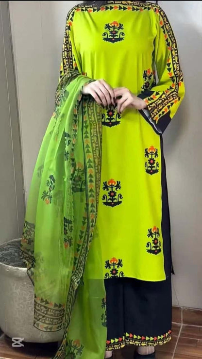 3-Piece Women's Stitched Lawn Printed Suit – Stylish & Comfortable