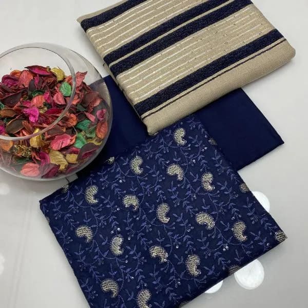 3-Piece Women's Unstitched Embroidered Suit – Elegant & Luxurious