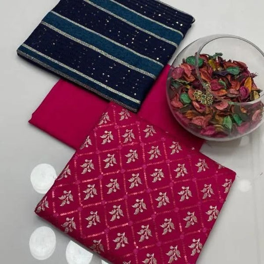 3-Piece Women's Unstitched Embroidered Suit – Elegant & Stylish