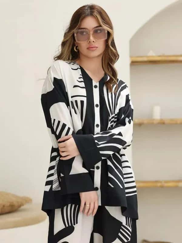 2-Piece Women's Stitched Khaddar Printed Shirt & Trouser – Stylish & Comfortable