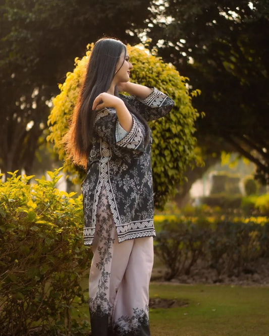 2-Piece Women's Stitched Swiss Lawn Digital Print Co-Ord Set – Stylish & Comfortable