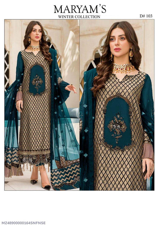 3 Pcs Women's Unstitched Embroidered Suit – Classic Style