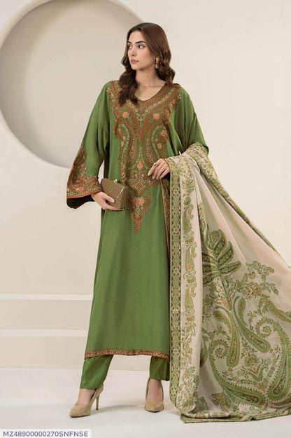3 Pcs Women's Unstitched Embroidered Suit