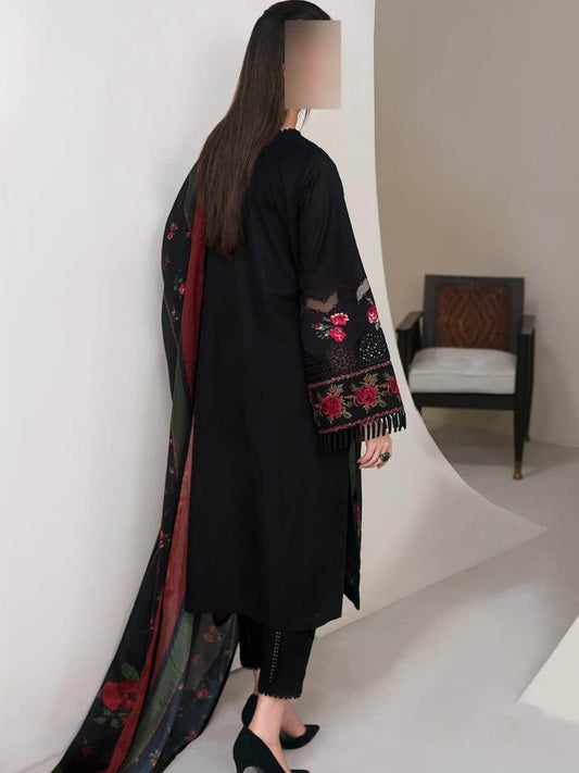 3 Pcs Women's Unstitched Embroidered Suit