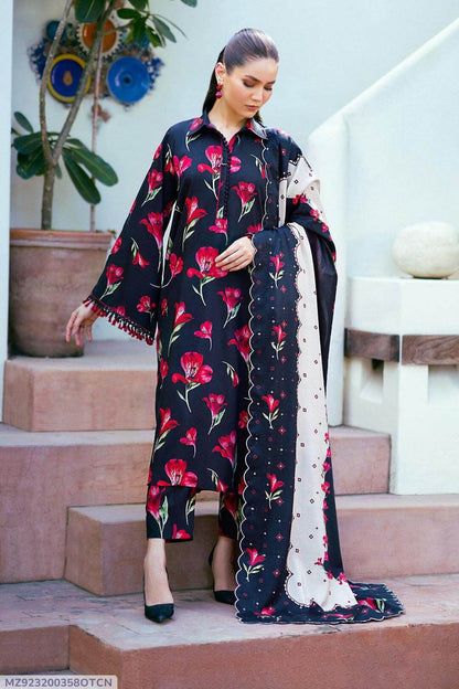 2 Pcs Women's Unstitched Printed Suit