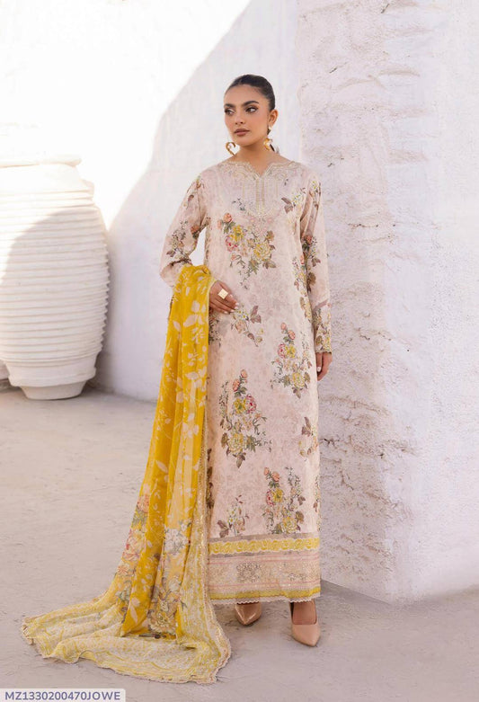 3 Pcs Women's Unstitched Printed Suit