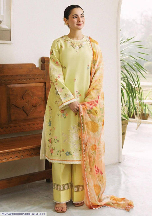 3 Pcs Women's Unstitched Embroidered Suit