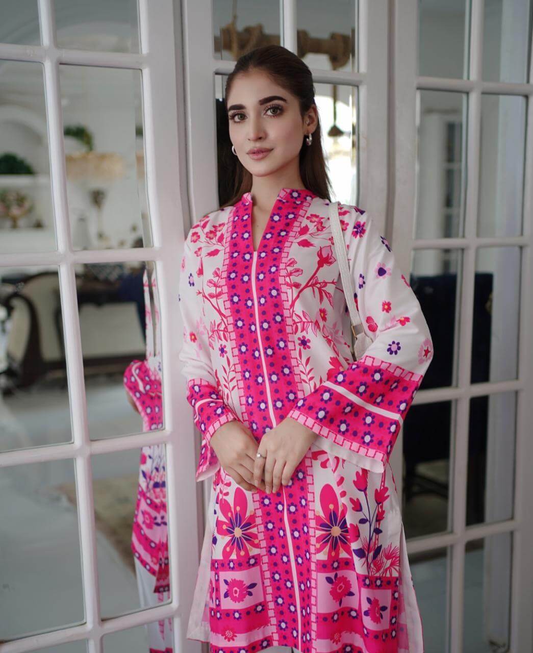 2 Pcs Women's Stitched Swiss Lawn Printed Co-Ord Set