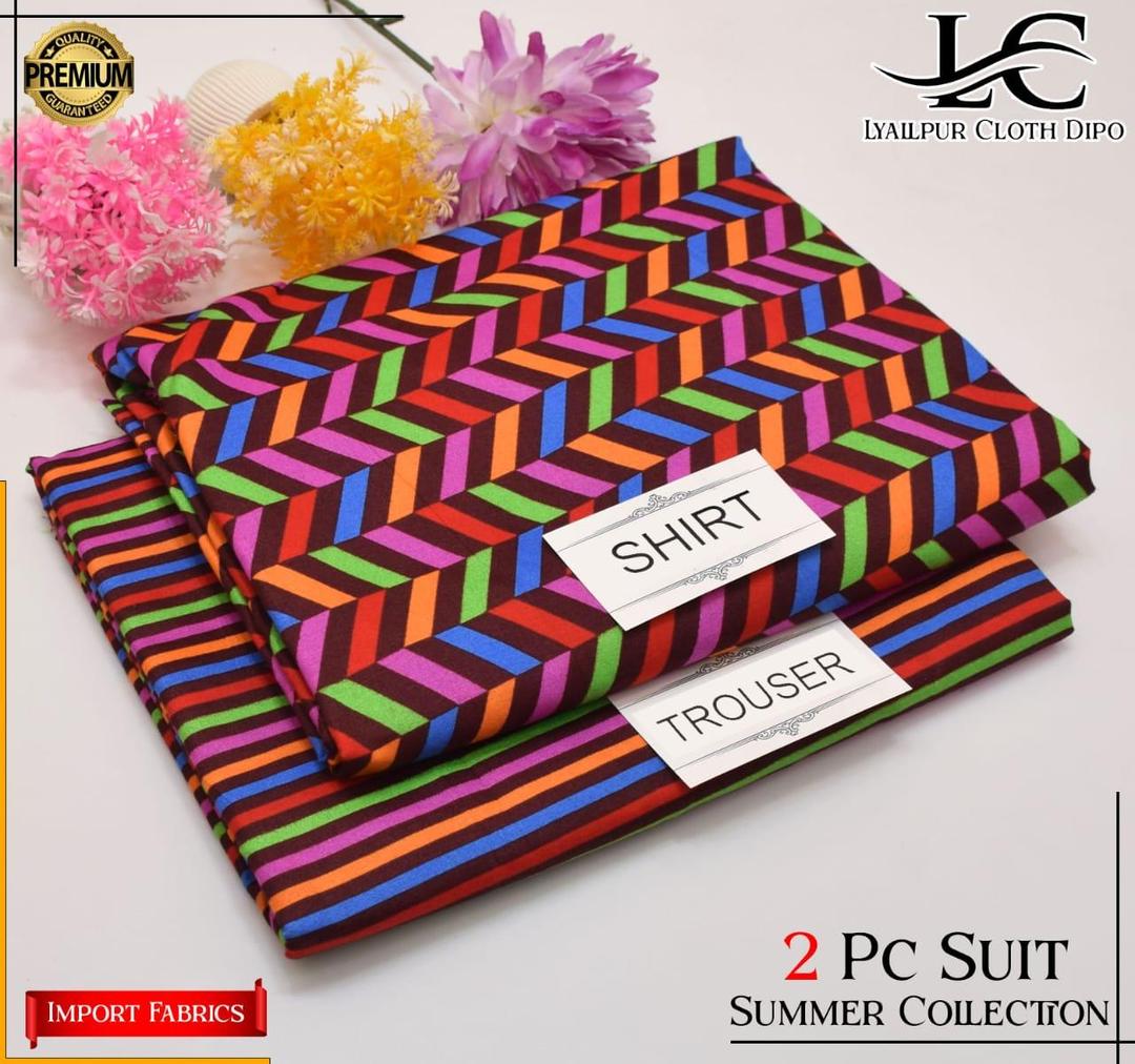 2-Piece Women’s Unstitched Printed Polo Cotton Suit – Multicolor