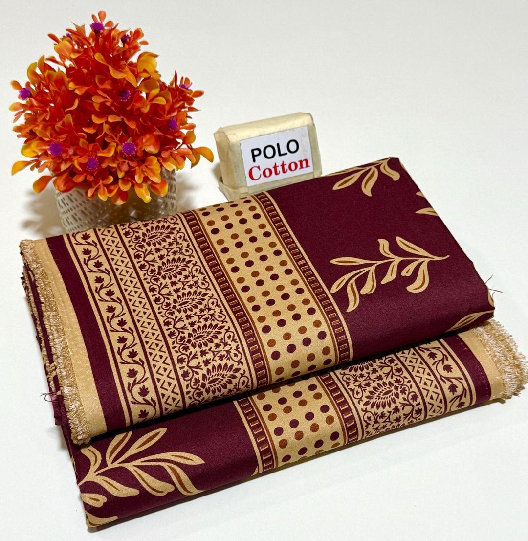 2-Piece Women’s Unstitched Printed Polo Cotton Suit – Maroon