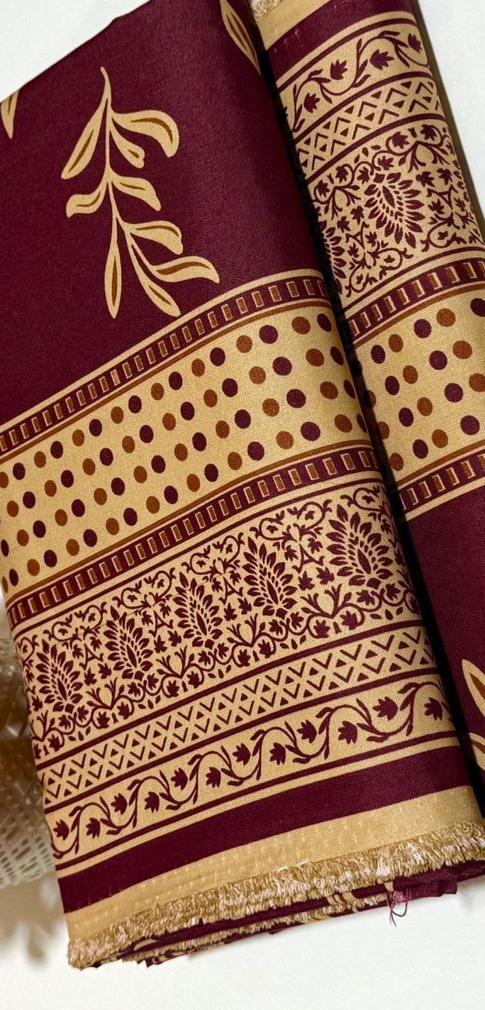 2-Piece Women’s Unstitched Printed Polo Cotton Suit – Maroon