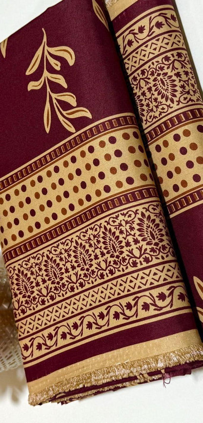 2-Piece Women’s Unstitched Printed Polo Cotton Suit – Maroon