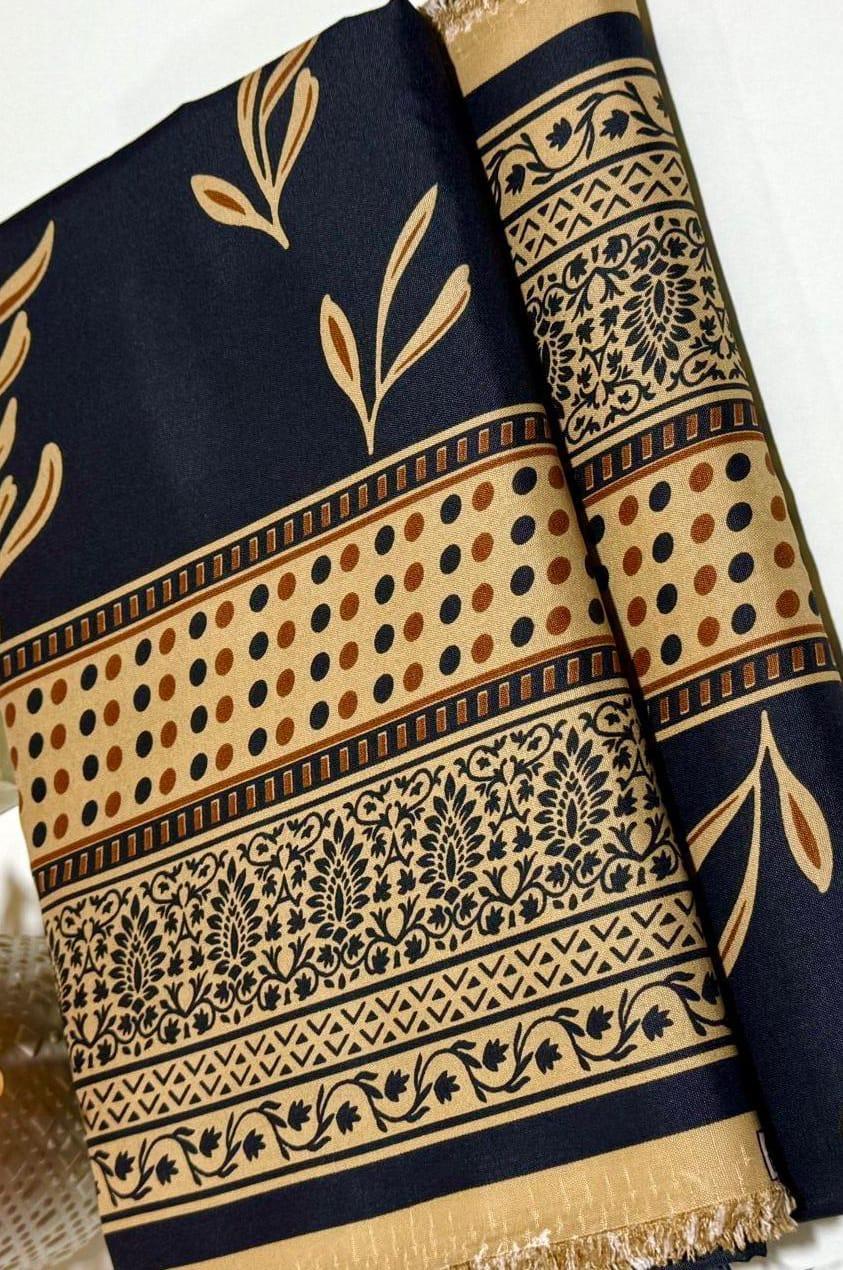 2-Piece Women’s Unstitched Printed Polo Cotton Suit – Black