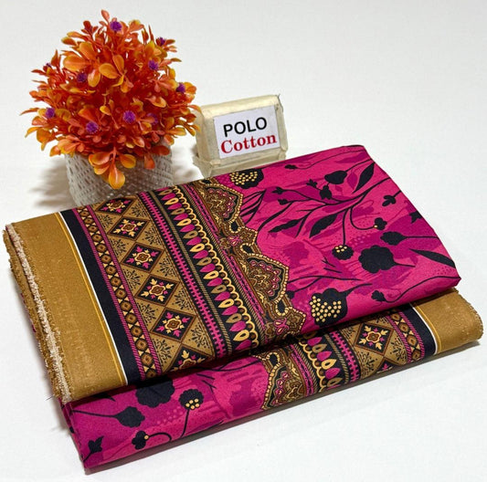 2-Piece Women’s Unstitched Printed Polo Cotton Suit – Multicolor