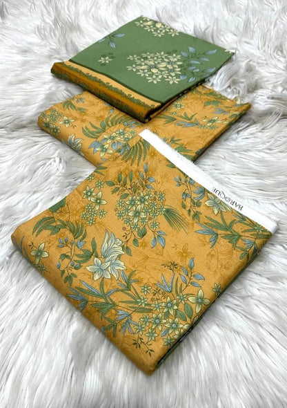 3-Piece Women’s Unstitched Printed Khaddar Suit – Blue