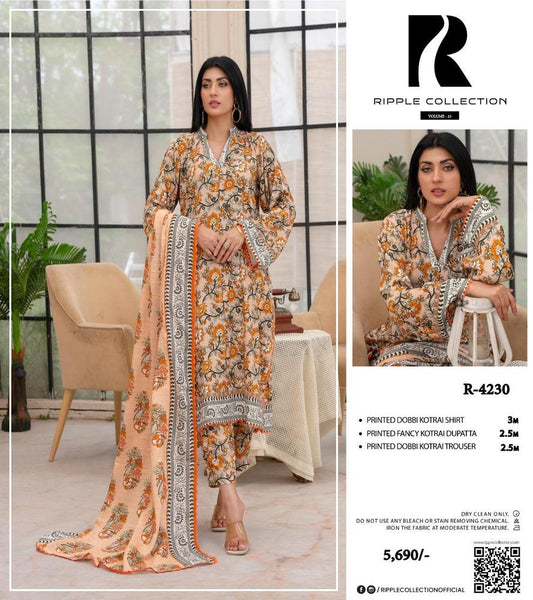 3-Piece Women’s Unstitched Printed Corduroy Suit – Winter Collection